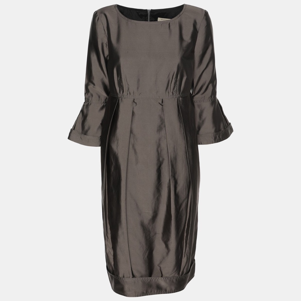 Burberry Grey Silk Midi Dress Size 2